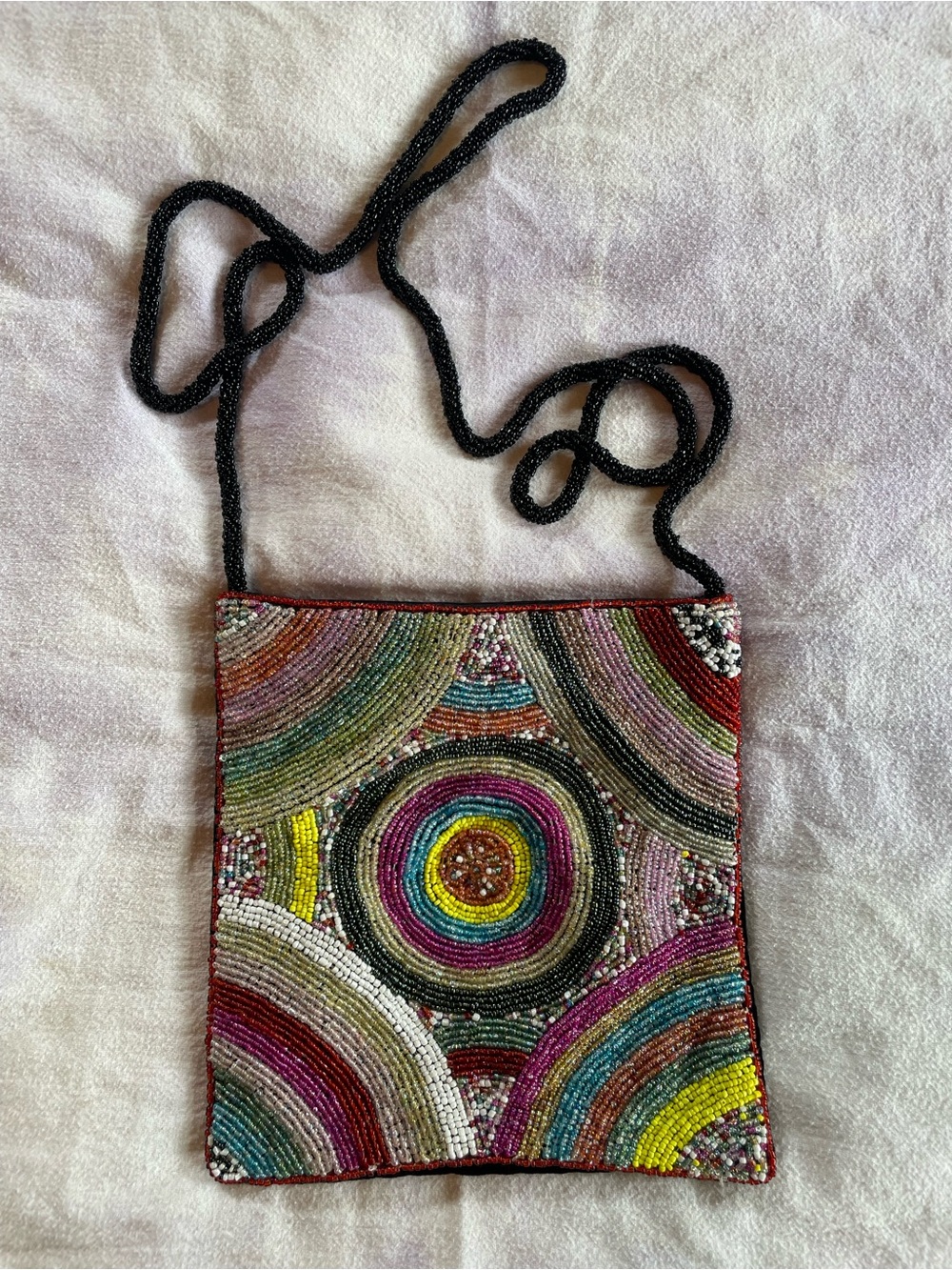 Rainbow 🌈 Beaded Velvet Shoulder Bag 8”